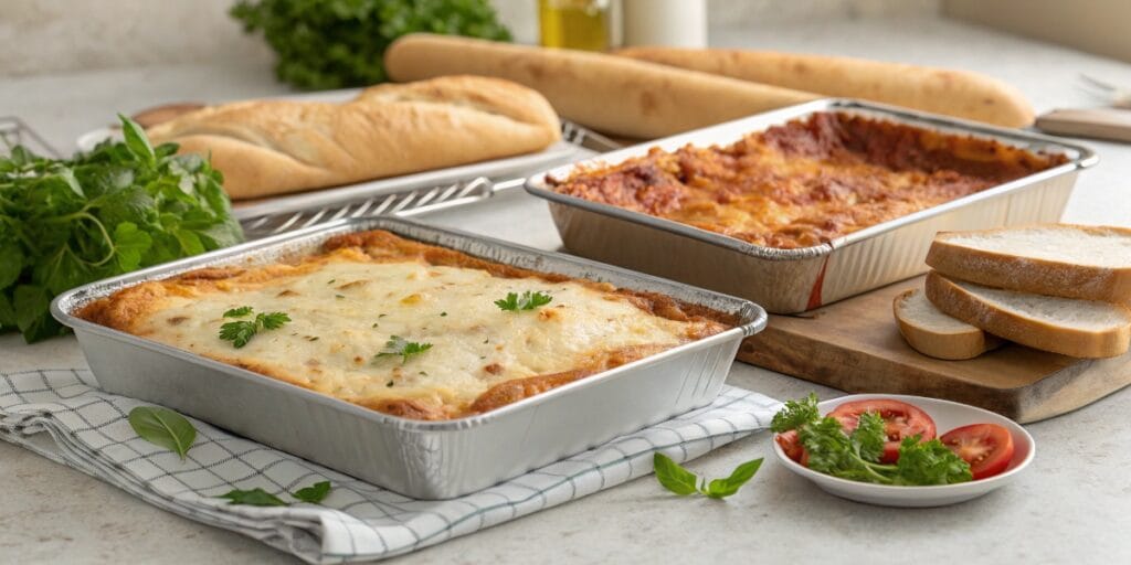two trays of lasagna